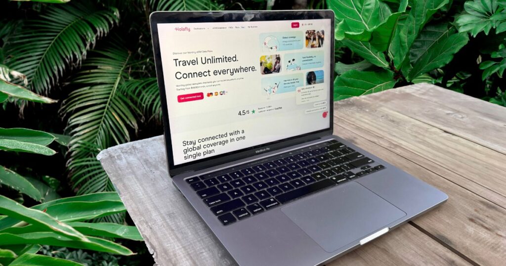 Holafly eSIM subscription page on a laptop